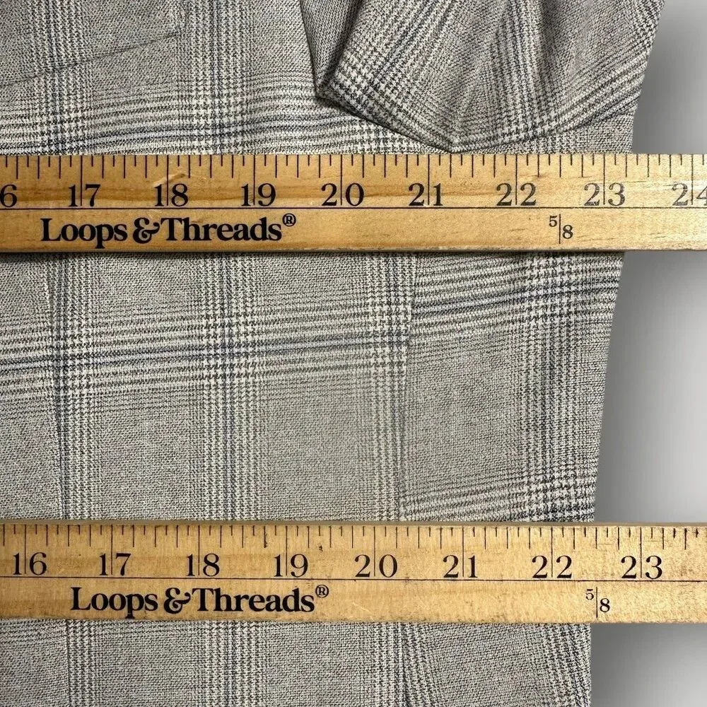 TOMMY HILFIGER Mens Blazer Sport Coat 2-Button Suit Jacket 46R Gray Plaid